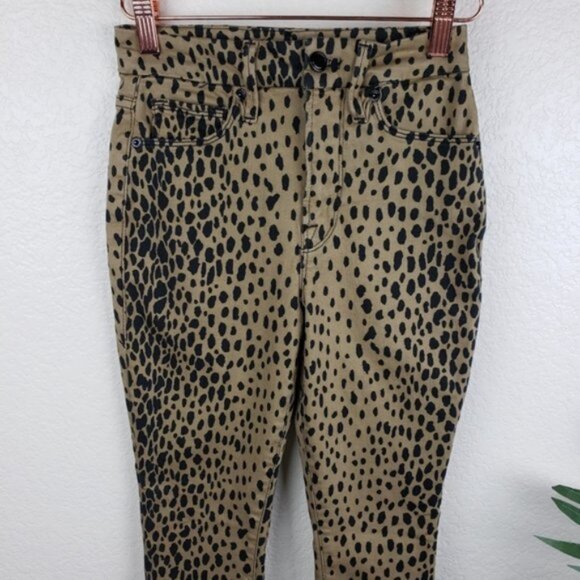 GOOD AMERICAN Good Waist Skinny Jeans Animal Print Cheetah size 25 Pinup Leopard - Picture 5 of 12
